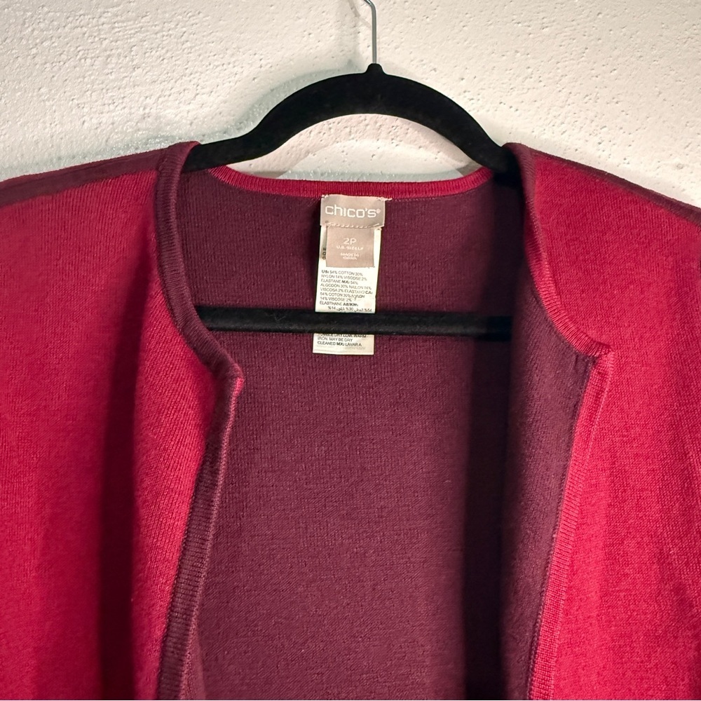 Chico's Plum Open-Front Reversible Cardigan Jacket. Sz 2P. 12P/Large. - Picture 2 of 8